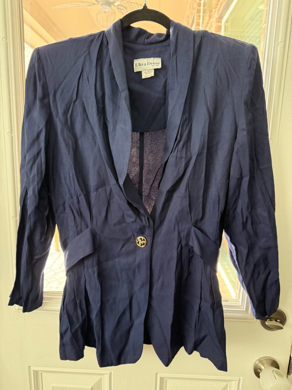 Vintage ~Ultra Dress Collection Navy Shawl-Collar Single-Button Blazer